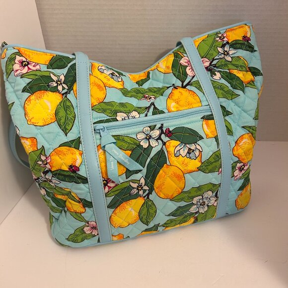 🌸 Vera Bradley Small Trimmed Vera Tote – Lemon Grove Print (NWT, MSRP $115) - Picture 2 of 10